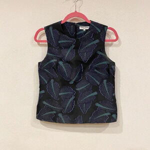 Opening Ceremony Leaf Print Jacquard Top Size XS VGUC